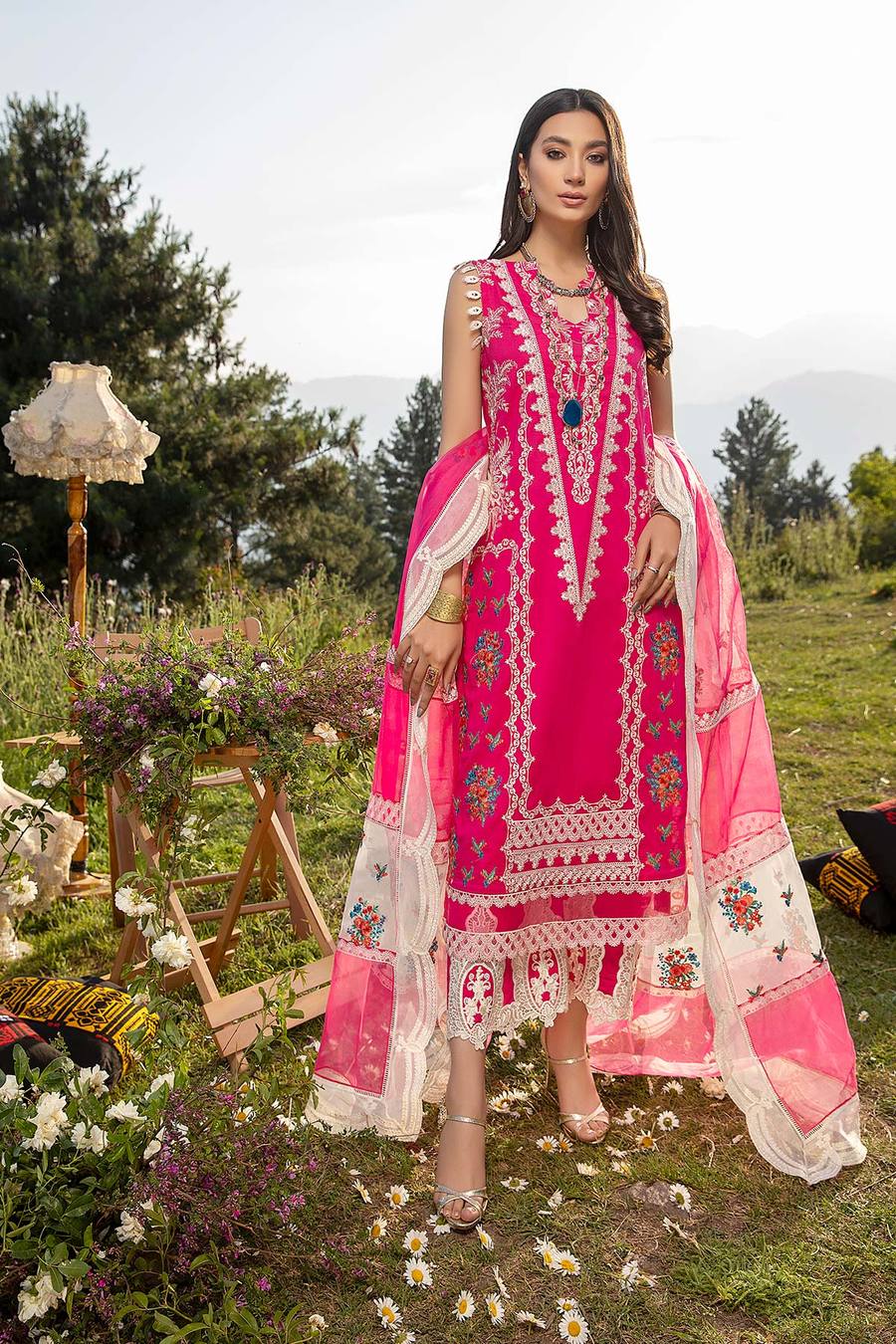 charizma pink dress Charizma Pink Digital Printed Swiss Lawn Collection Replica