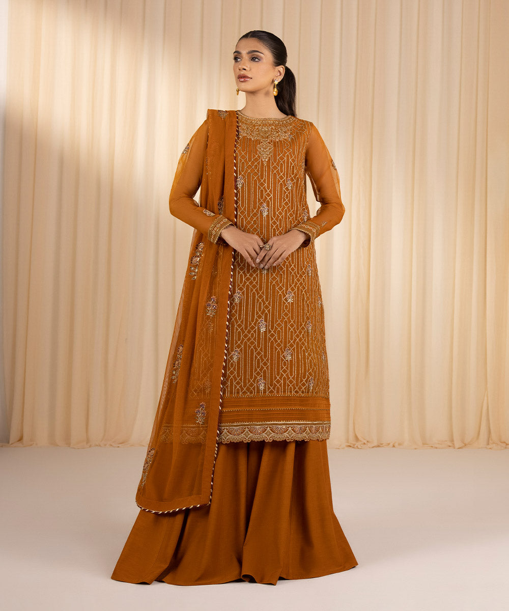open lace back dress Sapphire U3PE-ST23V9-11 3 Piece Embroidered Jacquard Suit Winter Colle   Sara Clothes