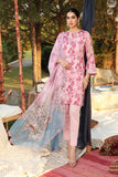 Pale pink floral kurta suit with matching trousers and sheer printed dupatta by Sara Clothes.