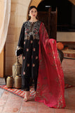 Embroidered black and red festive suit by Sara Clothes
