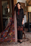 Black embroidered kurta with red hem and floral printed dupatta by Sara Clothes