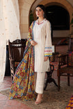 Ivory Nishat Linen Dawat Eid 2021 suit with multicoloured patchwork print dupatta by Sara Clothes