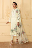 Floral embroidered kurta with sheer dupatta and cropped trousers by Sara Clothes