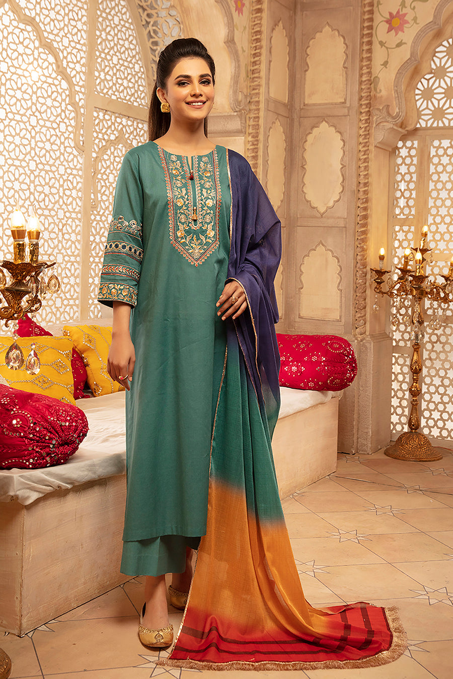 knee length dresses for ladies Nishat Linen 42206021 Eid Collection 2022 – Sara Clothes main image 1