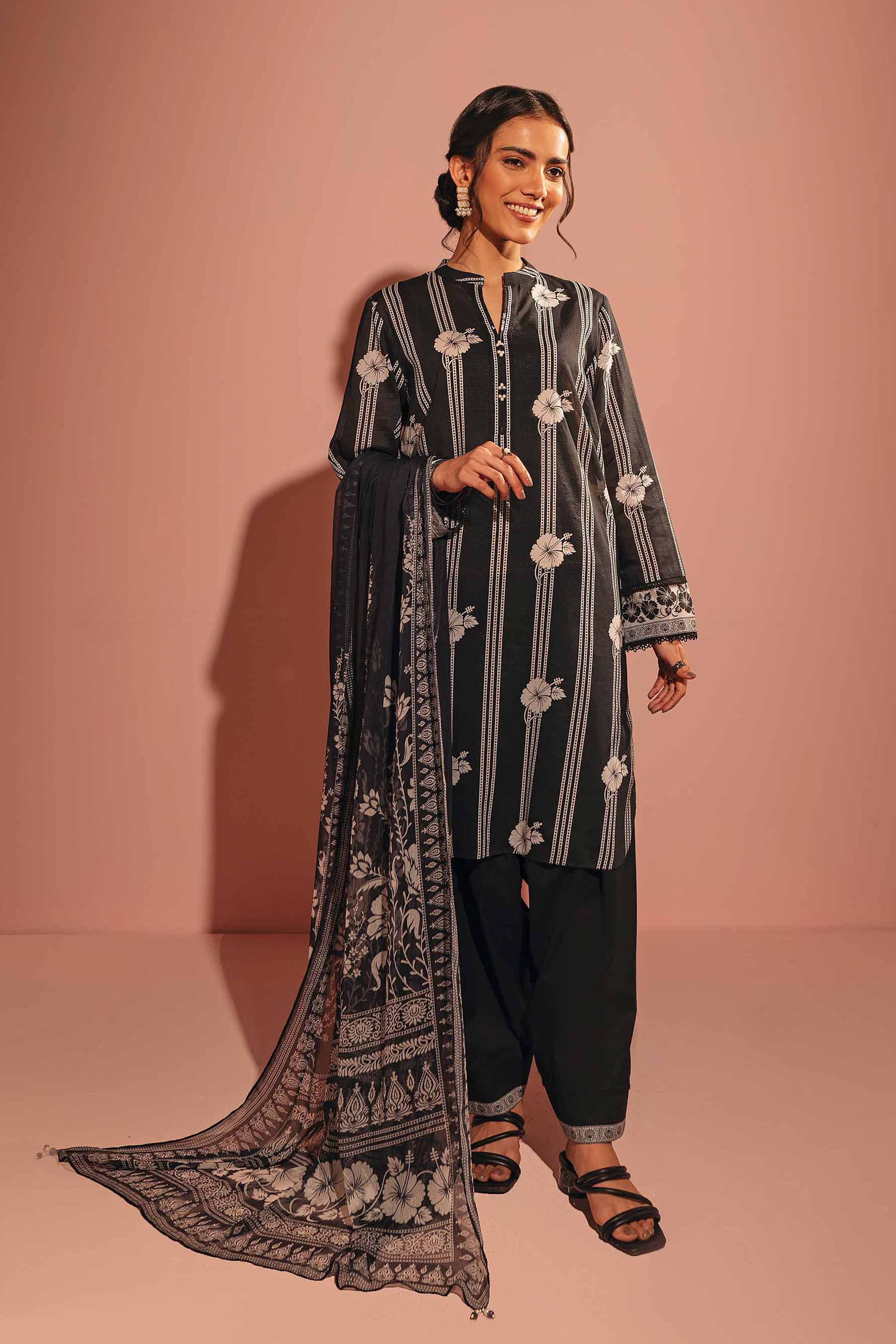 Nishat linen shop black dress 2019