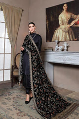 Emaan Adeel Black Velvet Luxury Velvet Shawl 2021