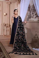 Emaan Adeel Midnight blue Velvet Luxury Velvet Shawl 2021