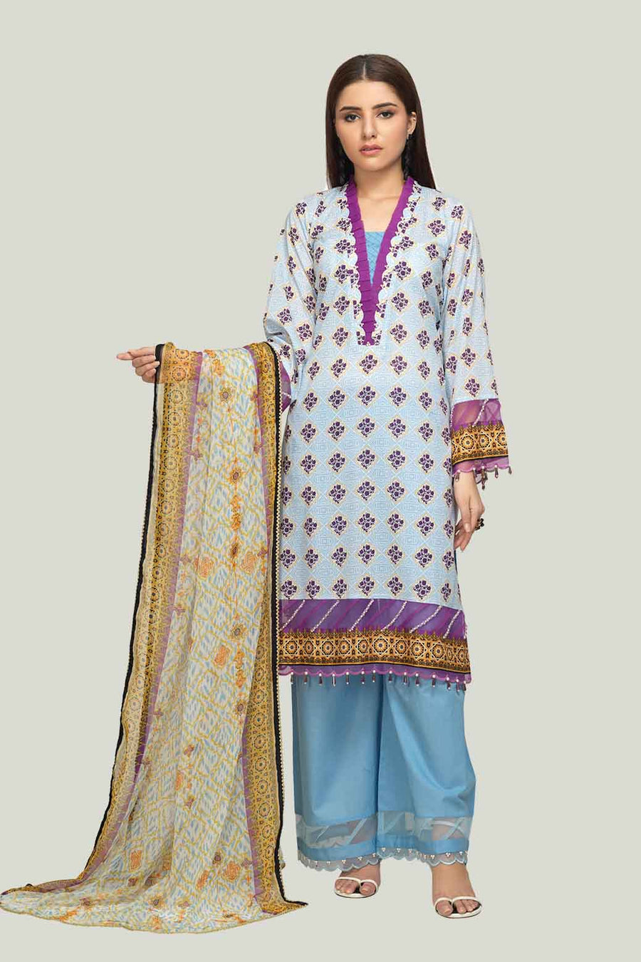 Bonanza Satrangi 6ss213p08 L Blue Eid Prints 2022