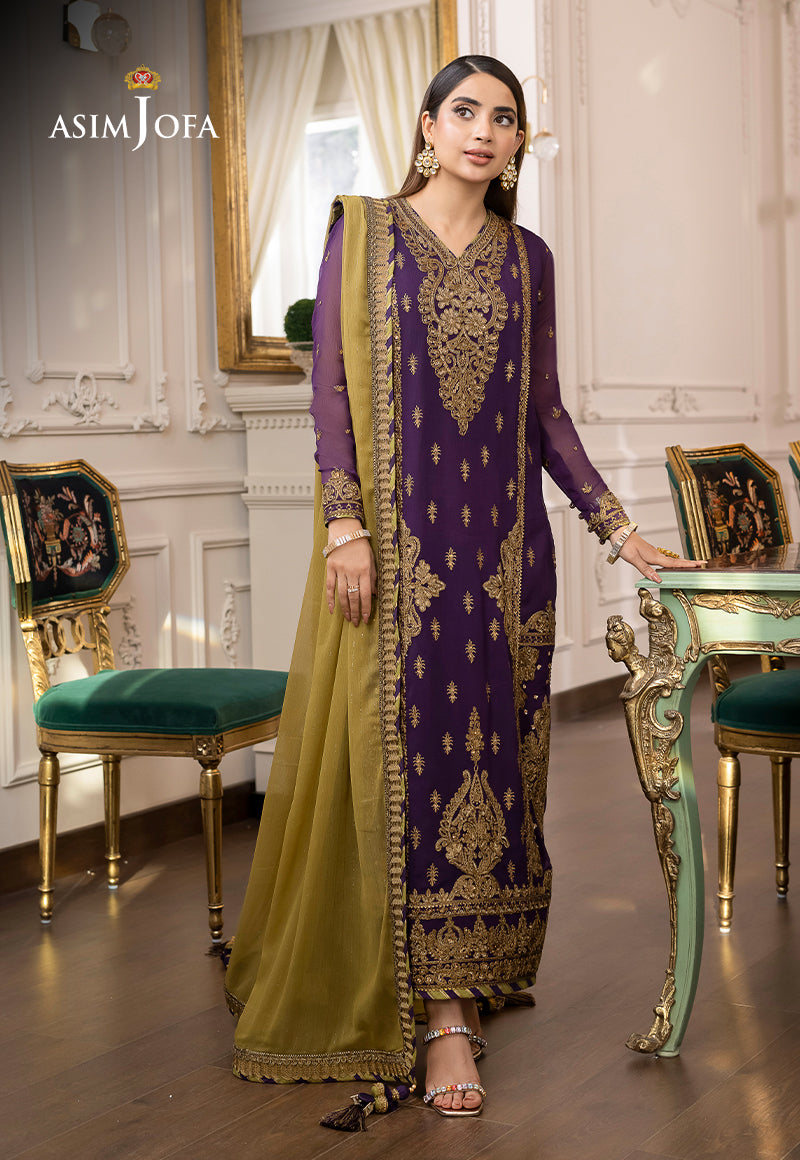 Asim Jofa Aubergine & Mehndi Green, Chiffon Jhilmil Collection Sara Clothes Asim Jofa Aubergine & Mehndi Green, Chiffon Jhilmil Collection Sara Clothes