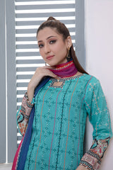 Bonanza Satrangi Teal Lawn Suit Ask222p04 Eid Pret 2022