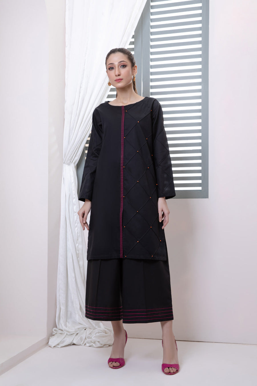 Bonanza Satrangi Black Cambric Suit Ask222p07 Eid Pret 2022