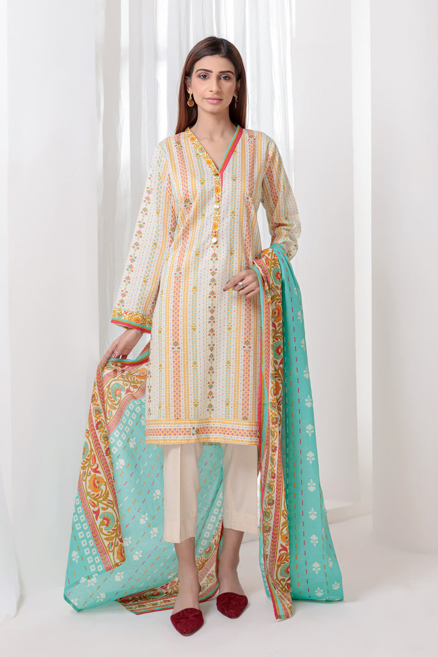 Bonanza Satrangi Sky Blue Lawn Suit Ask222p16 Eid Pret 2022