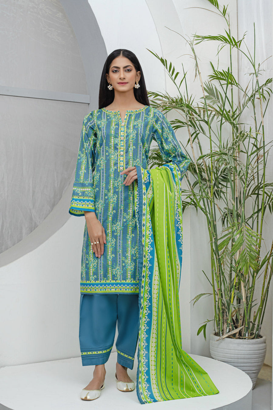 Bonanza Satrangi Blue Lawn Suit Ask223p18 Eid Pret 2022