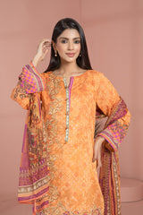 Bonanza Satrangi Orange Lawn Suit Ask223p25 Eid Pret 2022