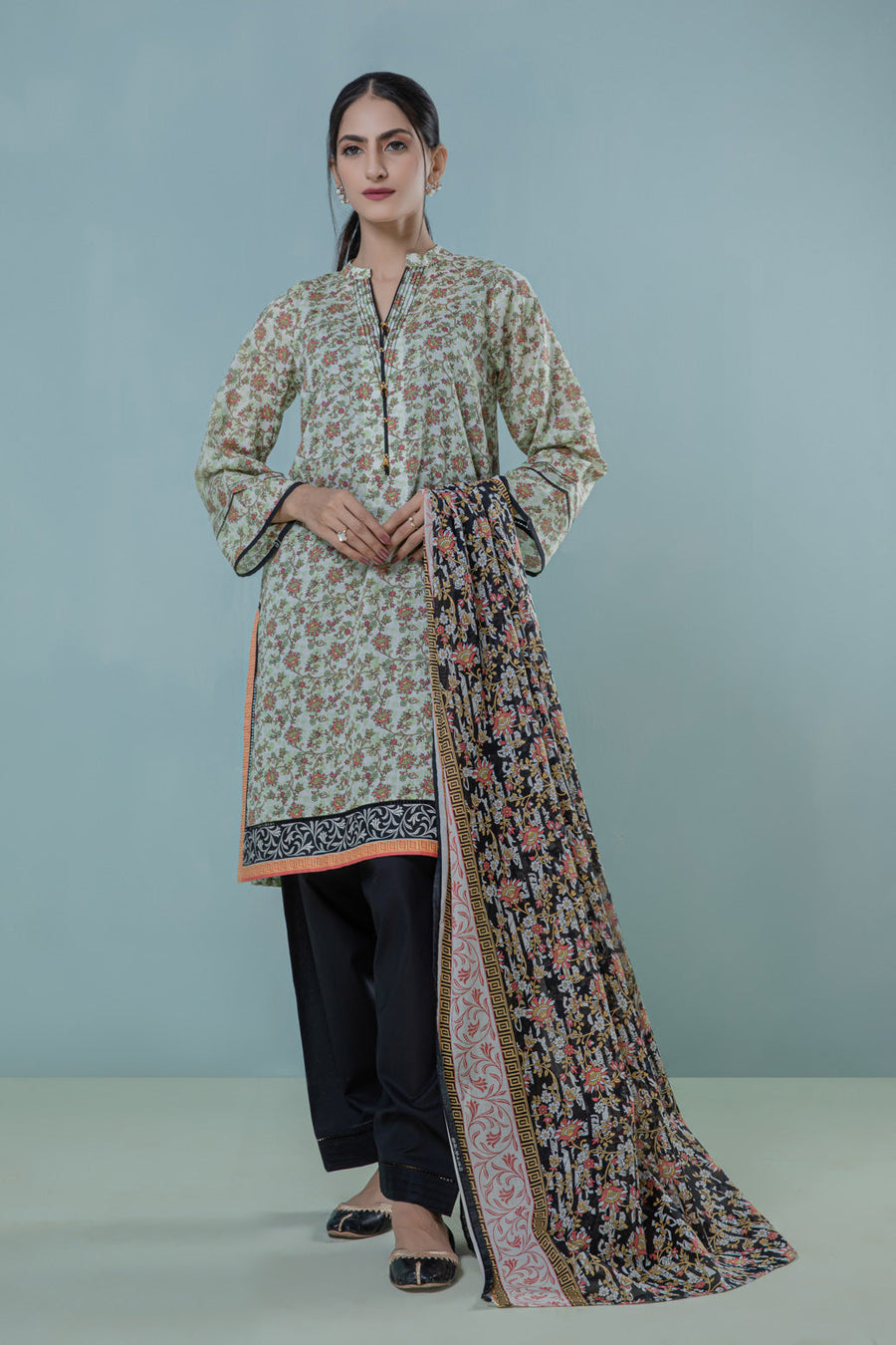 Bonanza Satrangi L Green Lawn Suit Ask223p44 Eid Pret 2022