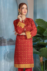 Bonanza Satrangi Red Lawn Suit Aso222p01 Summer Collection 2022