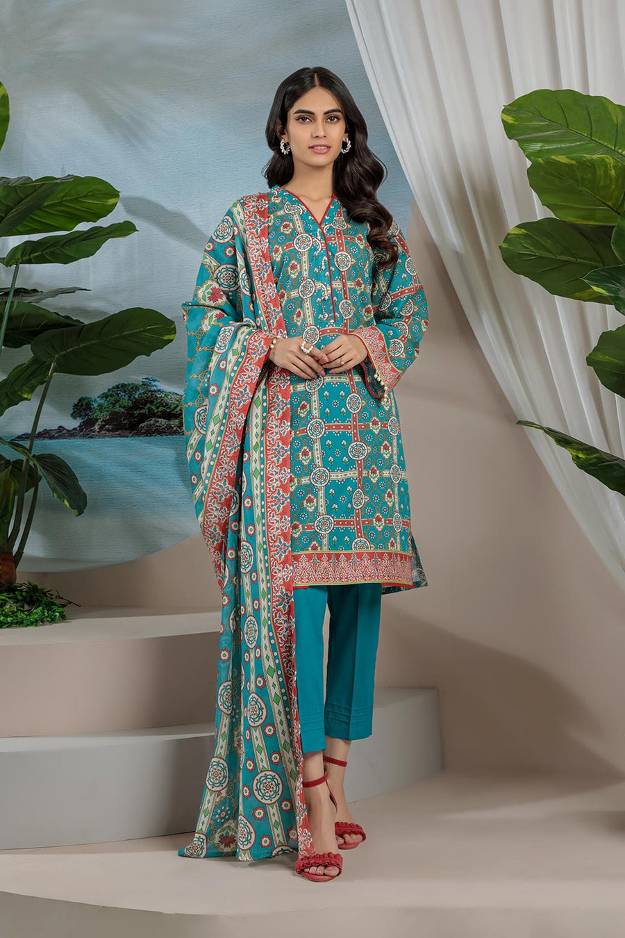 Bonanza Satrangi Aso223p16 Teal Eid Prints 2022