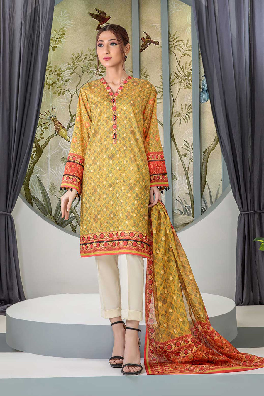 Bonanza Satrangi Asr222p25 Green Eid Prints 2022