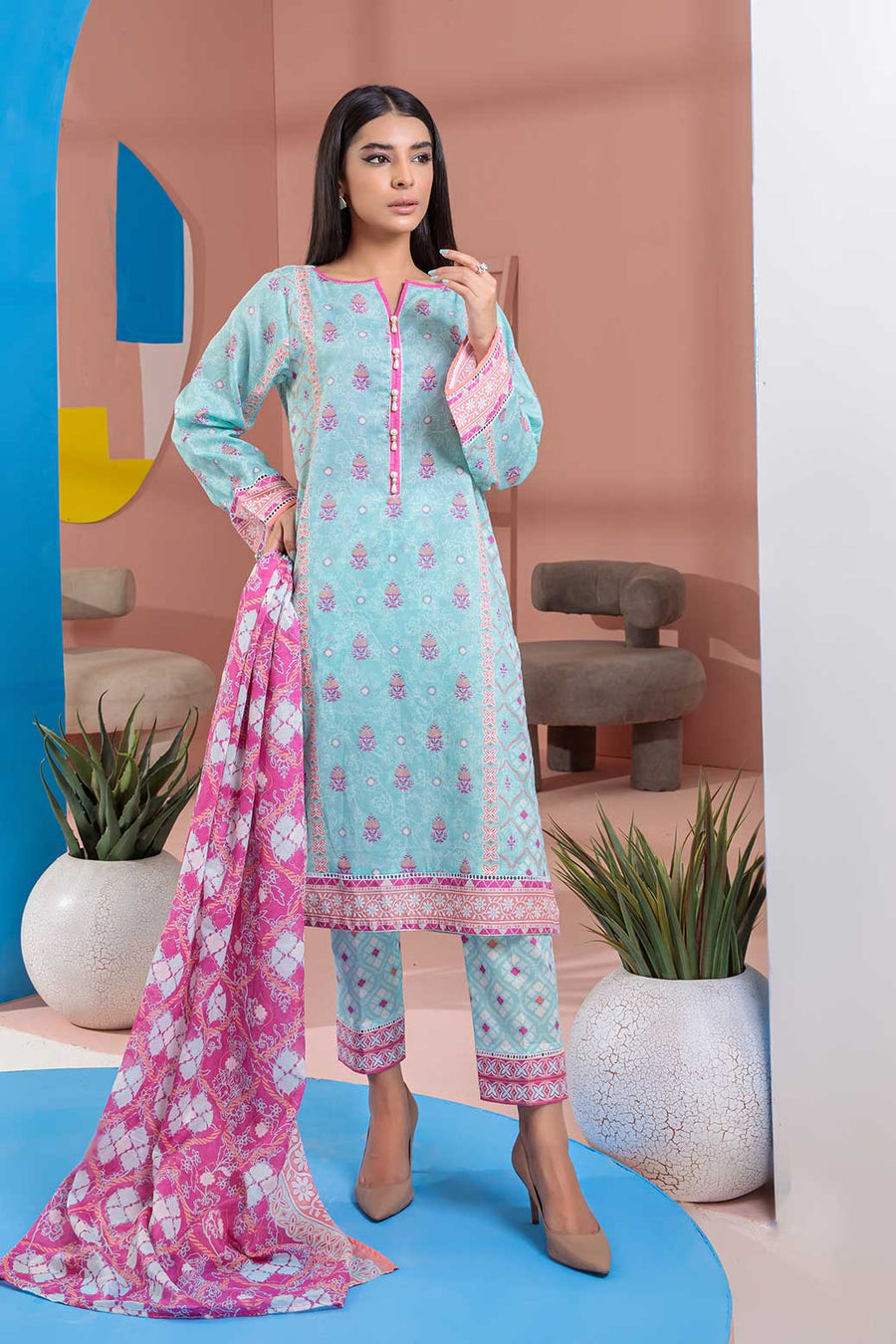 Bonanza Satrangi Asr223p17 L Blue Eid Prints 2022