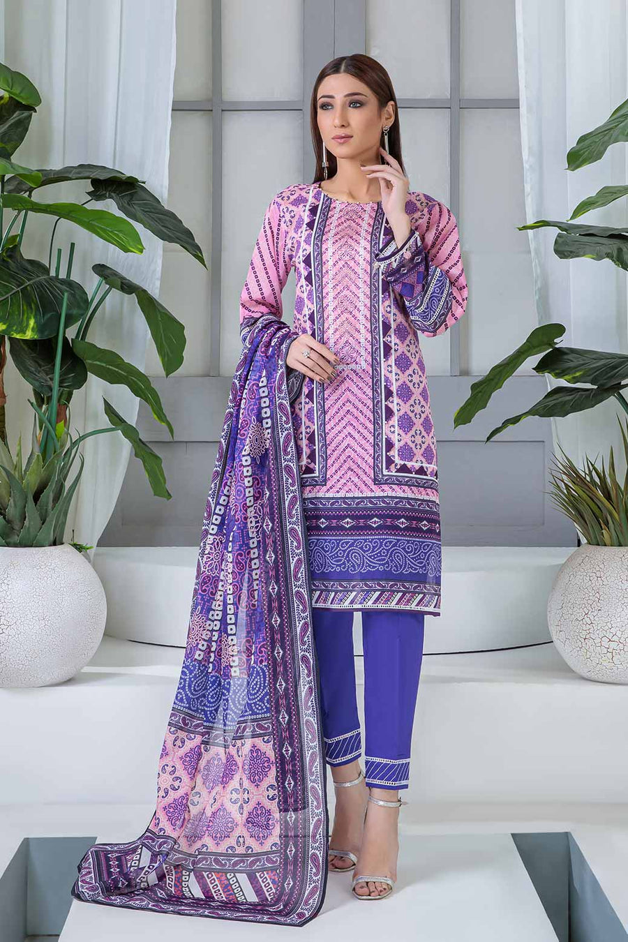 Bonanza Satrangi Asr223p52 Purple Eid Prints 2022