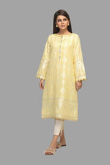 Yellow-jacquard-kurti Bonanza Satrangi Summer Volume 2 2021