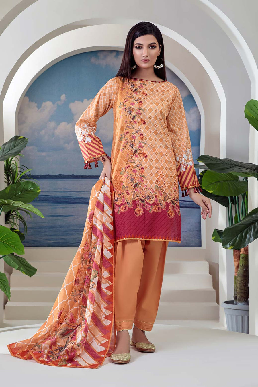 Bonanza Satrangi Ast223p35b Orange Eid Prints 2022