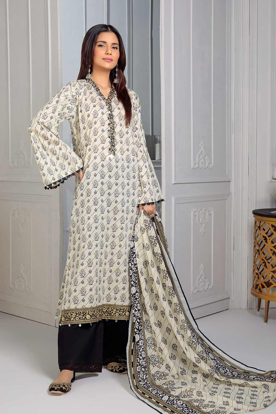 Bonanza Satrangi MEERAL A (ASV223P10A) Black &White Collection 2022