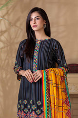 Bonanza Satrangi Black Khaddar Suit (AWO223P13B) Winter Collection 2022