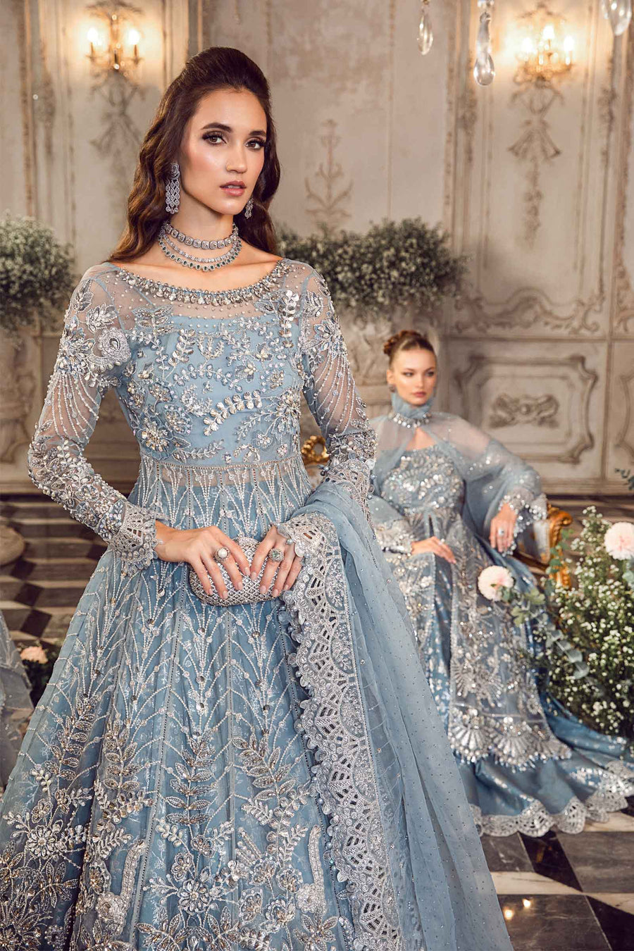 Maria B Ice Blue BD-2702 Wedding Collection Sara Clothes Maria B Ice Blue BD-2702 Wedding Collection Sara Clothes