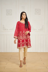 Dhanak DA 1600 Maroon Embroidered Kurta Eid Edits 2022