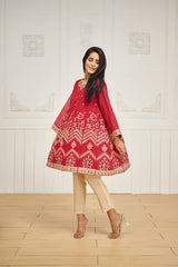 Dhanak DA 1600 Maroon Embroidered Kurta Eid Edits 2022