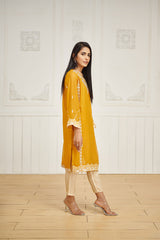 Dhanak DA 1602 Mustard Embroidered Kurta Eid Edits 2022