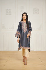 Dhanak DA 1612 Grey Embroidered Kurta Eid Edits 2022