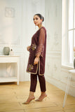 Dhanak DA 1621 Maroon Embroidered Kurta Eid Edits 2022