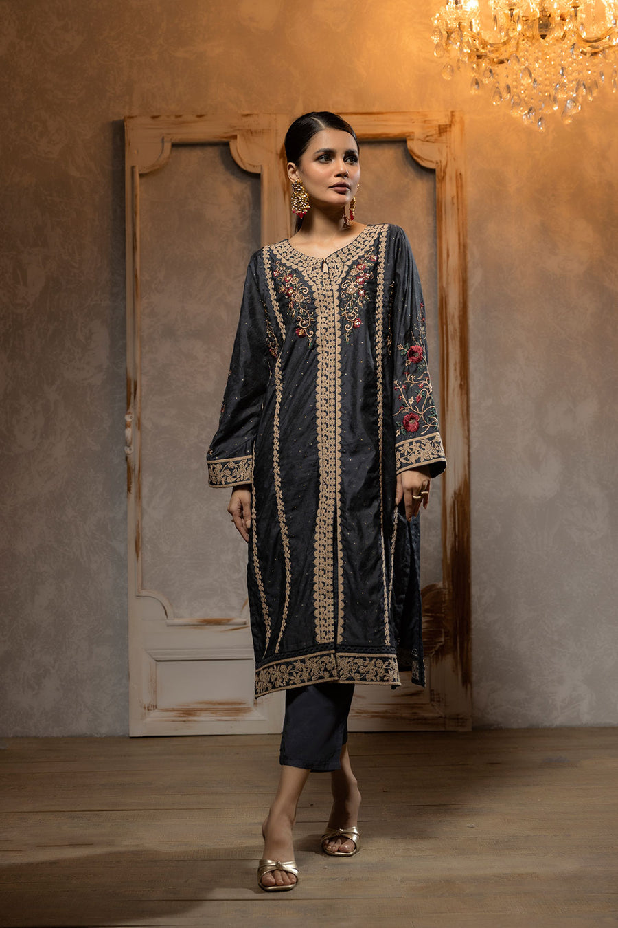 Dhanak DA 1664 Grey Embroidered Kurta Festive Signature & Luxury Statements