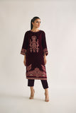 Dhanak DA 1683 Maroon Embroidered Kurta Velvet Vol II