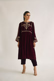 Dhanak DA 1694 Maroon Embroidered Kurta Velvet Vol II