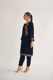 Dhanak DA 1698 Navy Blue Embroidered Kurta Velvet Vol II