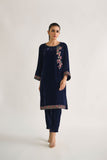 Dhanak DA 1698 Navy Blue Embroidered Kurta Velvet Vol II