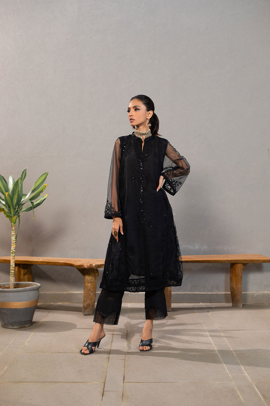 Dhanak SS24DA-2221 Black Spring Summer Pret Collection 2024