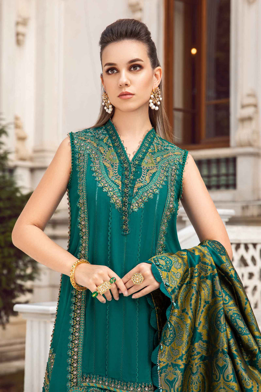Maria B Emerald Green DL-1107 Winter Linen Collection – Sara Clothes