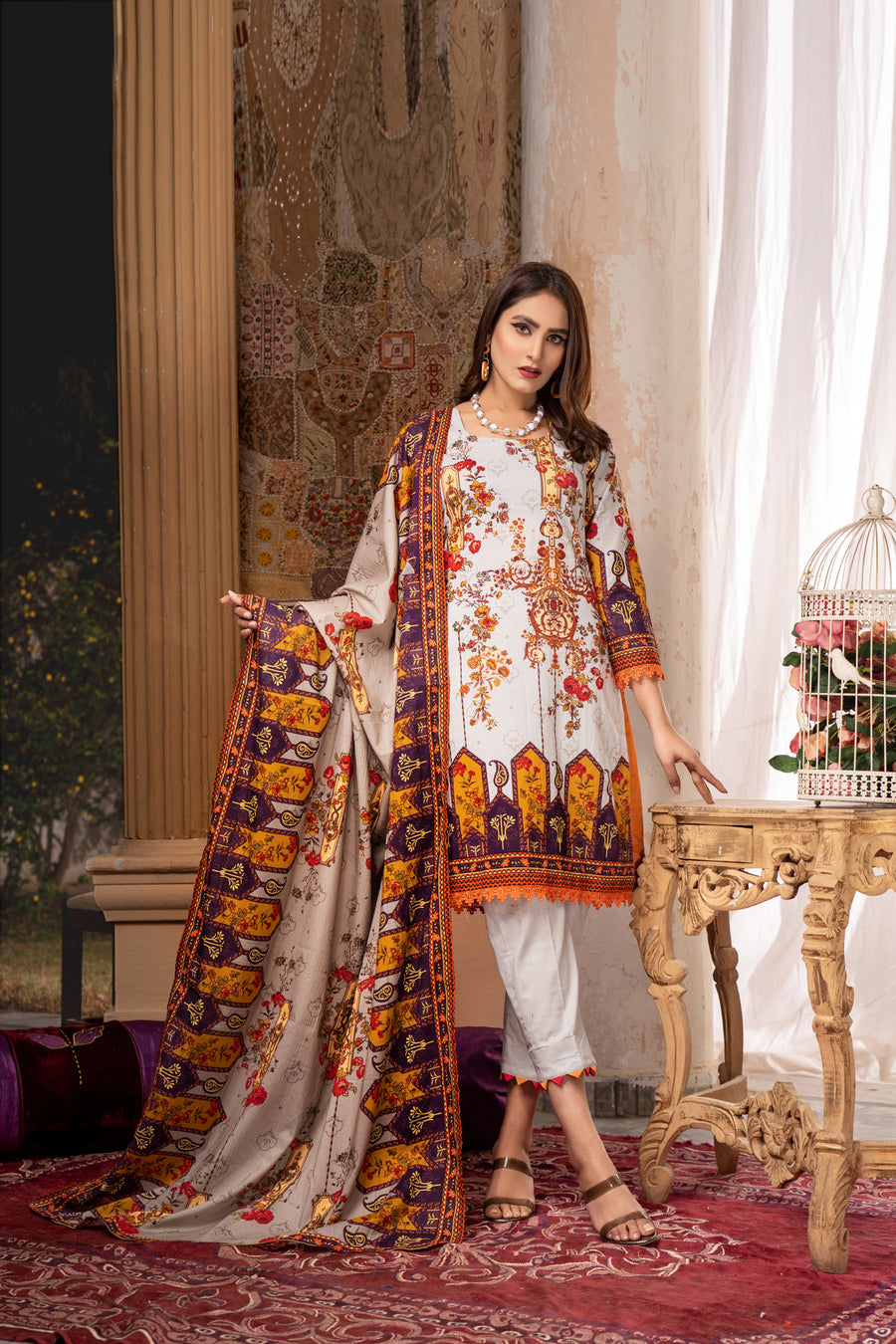 printed lawn dress design All-Over Printed 3-Piece Black Lawn Dress Design with Printed Lawn Dupatta Best Price Online in Pakistan