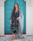 Dhanak DU-3165 Navy Blue Maheer Wedding Festive Collection