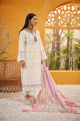 Dhanak DU3088 Off White Lawn 3pcs Luxury Eid Collection 2022