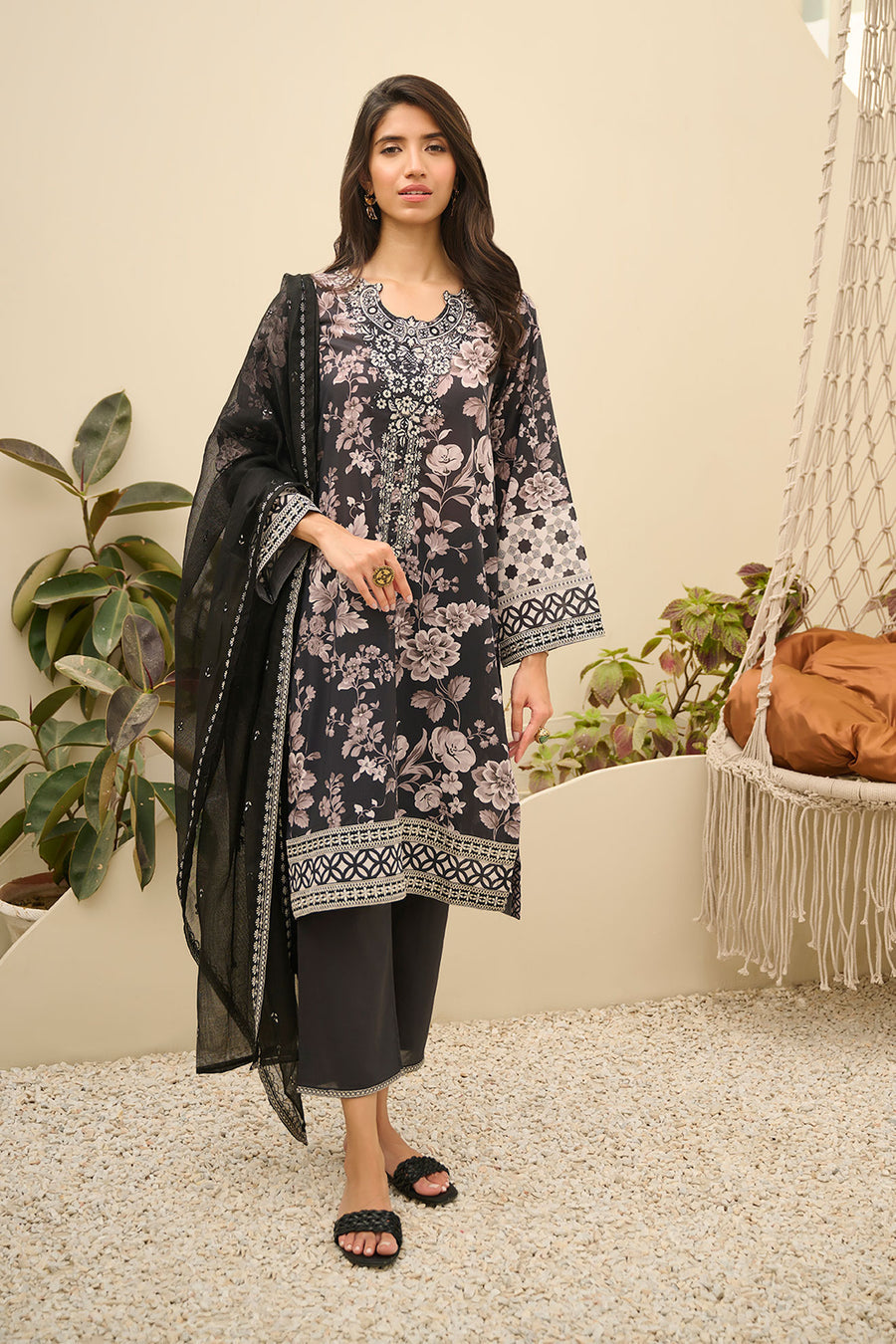 Dhanak DU-3132 Beige Printed Lawn Everyday Basics Lawn, 47% OFF