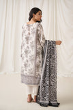 Dhanak DU-3153 - Off-white Printed Lawn - 3pcs Monochrome Collection