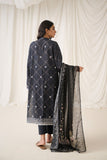 Dhanak DU-3154 Black Embroidered Lawn - 3pcs Monochrome Collection