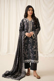 Dhanak DU-3155 Black Embroidered Lawn - 3pcs Monochrome Collection