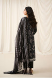Dhanak DU-3155 Black Embroidered Lawn - 3pcs Monochrome Collection
