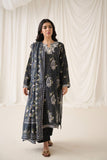 Dhanak DU-3163 Black Embroidered Lawn - 3pcs Monochrome Collection